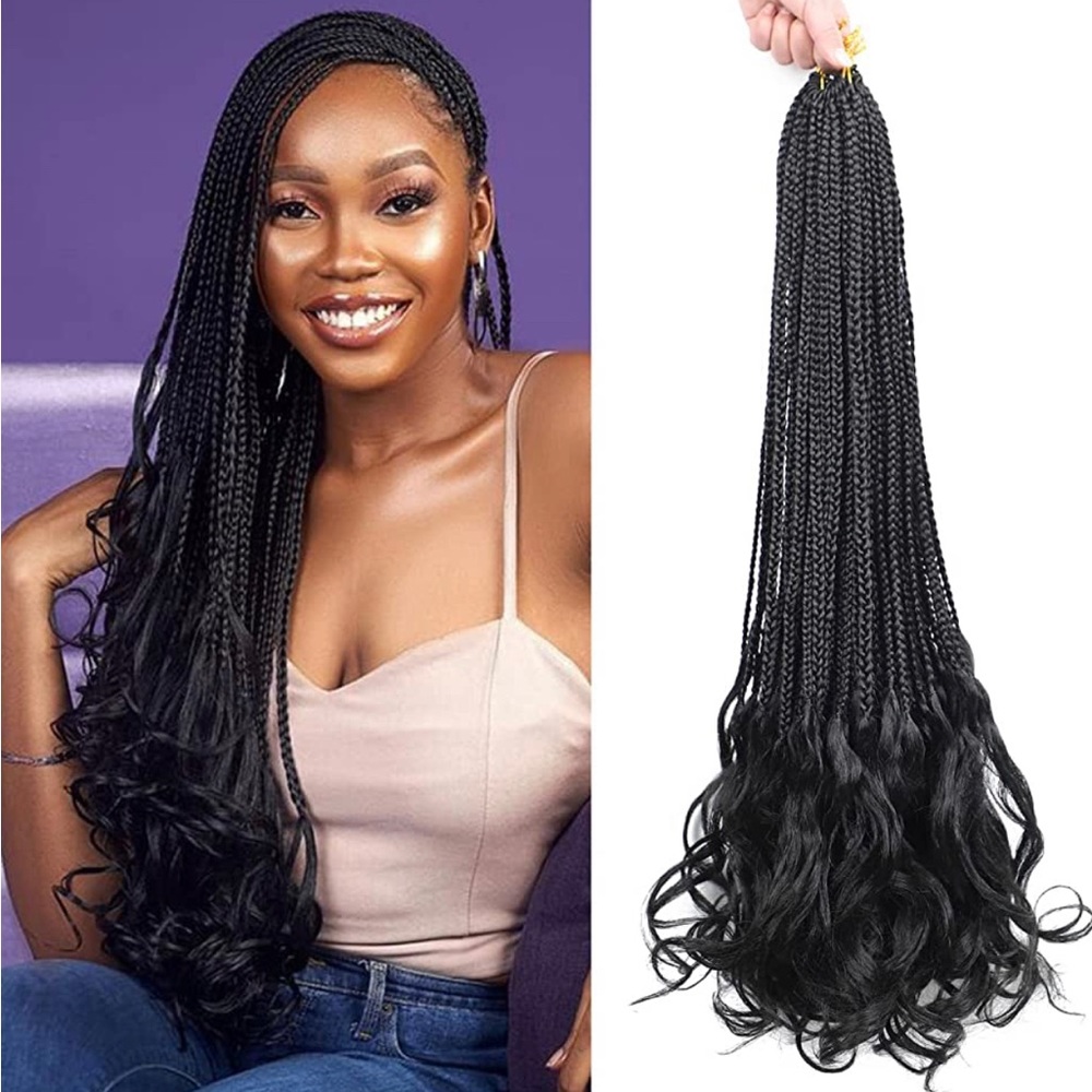 24in 1B Pre-Braided Crochet Box Braids